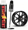 Gloss Black Rim Touch Up Paint, Rim Paint for Curb Rash & Scratch, Car Wheel Scratch Repair Kit for Alloy, Enamel, Metal, Universal Black Automotive
