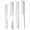 4 Types Metal Combs Professional Aluminum Dressing Comb for Hair Styling,Included Hair Cutting Comb,Metal Rat Tail Comb,Detangling Comb,Handle Comb f