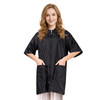 TopTie Nylon Salon Hairstylist Smock Barber Haircut Jacket, Dog Pet Grooming Work Shirt Uniform with Zip Closure-Black-XL