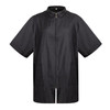 TopTie Nylon Salon Hairstylist Smock Barber Haircut Jacket, Dog Pet Grooming Work Shirt Uniform with Zip Closure-Black-XL
