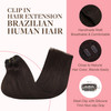 GOO GOO Clip in Hair Extensions Real Human Hair, Remy Human Hair Extensions Clip ins for Women, Natural Human Hair, 16inch 120g 7Pcs, 2A Light Brown