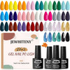 JEWHITENY 30PCS Nail Polish Kit 27 Colors Green Blue Pink Orange Gitter Sock Off Gel Polish with Matte& Glossy Top Base Coat for DIY Nail Art Manucur