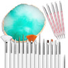 21 Pcs Nail Art Brushes Set Gel Nail Art Design Tools with Palette Nail Stuff Nail Tech Supplies 2-way Dotting Pens Acrylic Silicone Manicure Kit DIY