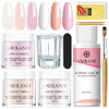Saviland Acrylic Nail Starter Kit: Clear Pink Nude Acrylic Powder & Liquid, Brush, Files, Forms, Press On Nails, Home Practice Set