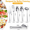 Patelai Serving Utensils Set Include Stainless Steel Large Spoons Slotted Spoons Forks Tongs Soup Ladle and Pie Server for Parties Buffet Catering, D