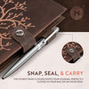 moonster Refillable Leather Journal Lined Notebook - Embossed Tree of Life, Handmade Genuine Leather Notebook for Men & Women with Pen Holder  Inclu