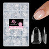 UNA GELLA Short Almond Nail Tips 15 Sizes 300PCS Pre-Etched Soft Gel Clear Nail Tips Easy DIY Salon Short Almond Press On Nails Snug Fit Acrylic Fake