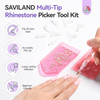 SAVILAND 4-in-1 Rhinestone Picker Tool Kit: 2Pcs Rhinestone Tool Handle Dual-Ended Applicator Pen with 12 Replacement Tips Clay All in 1 Diamond Pain