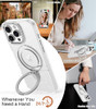 VENINGO iPhone 16 Case, Magnetic Slim Fit MagSafe Car Mount Supported Ring Holder Kickstand Plating Sparkle Glitter Not Yellow Soft TPU Shockproof Pr