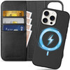 SHIELDON Wallet Case for iPhone 16 Pro Max 6.9", Genuine Leather Detachable Wireless Charging Magnetic Kickstand RFID Blocking Card Slots Shockproof