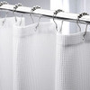 AmazerBath White Shower Curtain Fabric, Waffle Shower Curtains for Bathroom, Cloth Shower Curtain Heavy Duty, Thick Bathroom Shower Curtains Hotel Qu