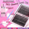 FANXITON DIY Individual Eyelash Extension Kit, Thick Volume Lash Clusters 40D+50D D Curvature, 280 Pieces Thin Band Cluster Lashes with Bond and Seal