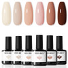 modelones Nude Gel Nail Polish Set -6 Colors Neutral Milky White Pink Brown Gel Polish Kit Skin Tones Soak Off Nail Kit Manicure DIY at Home Nail Art