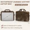 RAINSMORE Mens Laptop Bag 16 Inch Leather Briefcase Vintage Messenger Bag for Men Large Crossbody Shoulder Office Computer Bag Retro College Satchel
