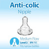Dr. Browns Natural Flow Level 2 Narrow Baby Bottle Silicone Nipple, Medium Flow, 3m+, 100% Silicone Bottle Nipple, 6 Count