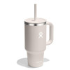 Hydro Flask Travel Tumbler with Handle, Lid and Straw - Insulated Stainless Steel in 32 Oz Oat Tan