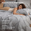 Bedsure Queen Comforter Set Grey - Bed in a Bag Queen Size Bedding 7 Pieces, GentleSoft Pintuck Bed Set Gift for Family, Pinch Pleat All Season Comf