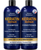 Keratin Shampoo and Conditioner Set 16 fl oz Each - Strengthening & Smoothing Care for Dry, Damaged, Frizzy or Keratin-Treated Hair - Color Protectin