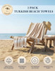 LANE LINEN Oversized Beach Towels, 2 Pack Turkish Towel Set for Adults, Lightweight, Quick Dry, Absorbent & Sand Proof, 39"x71" Pool Towels  Beige