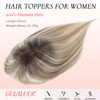 GULALUUK Hair Toppers for Women Real Human Hair Topper for Women with Bangs Hairpieces 10 Inch Swiss Base 3D 360° Cover for Daily Wear (Ombre Light B