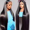 ZDLAQ 32 Inch Straight Wigs Human Hair 13x6 HD Lace Front Wigs Human Hair 200 Density Straight Lace Front Wigs Human Hair Pre Plucked Straight Fronta