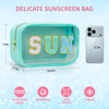 Easter Basket Gifts Clear Makeup Bag,Waterproof Sunscreen Bag with Letter Patches,Travel Beach Pool Bag,Personalized Travel Toiletry Cosmetic Bags Gi
