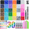 LOTWOW 40000 Pcs Resin Jelly Rhinestones Kit, 30 Colors 3mm Flatback Rhinestones with 4 Pcs B7000 Jewelry Glue & Tools, All-in-One Bedazzling Kit for