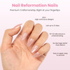 Nail Reformation Press On Nails, Soft Pink Short Almond Fake Nails
