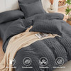 HYMOKEGE Queen Comforter Set Seersucker 7 Pieces, All Season Luxury Bed in a Bag for Bedroom, Bedding Set with Comforters, Sheets, Pillowcases & Sham