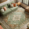 RELEANY Area Rugs 8'x10' Washable Non-Slip, Floral Vintage Distress Print Pattern Medallion Carpet for Living Room Bedroom Dining Room, Brick Red Rus