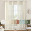 LAMIT Natural Ivory Semi Sheer Linen Curtains 84 inch Long, Cream White Light Filtering Living Room Panels Back Tab and Rod Pocket Neutral Drapes for