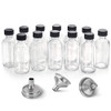 AOZITA 12 Pack, 2 oz Small Clear Glass Bottles w/Lid & 3 Funnels - 60ml Boston Shot Bottles for Health, Immunity, Potion, Wellness, Sample, Ginger, J