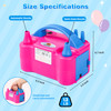 NuLink Electric Portable Dual Nozzle Balloon Blower Pump Inflation for Decoration, Party, Sport [110V~120V, 600W, Rose Red]