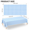 2 Pack Light Blue Gingham Tablecloth Rectangular Pale Blue and White Checkered Tablecloths Disposable Plastic Plaid Table Cover for Parties, Outdoor