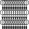 AMZSEVEN 40 Pack Curtain Rings with Clips, Drapery Clips with Rings, Drapes Rings 1.26 in Interior Diameter, Fits up to 1 in Curtain Rod, Black