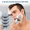 Razor Refills for Men, 24 Count 3-Blade Shaving Blades with Dual Lubrication, Compatible with Mach3 Razor Handles - Value Pack