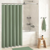 Dynamene Sage Green Shower Curtain - Waffle Textured Heavy Duty Thick Fabric Shower Curtains for Bathroom, 256GSM Luxury Weighted Polyester Cloth Bat