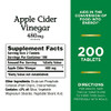 Nature's Bounty Apple Cider Vinegar 480mg Pills, Vegetarian Supplement Plant