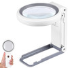 Magnifying Glass with Light and Stand, Foldable Handheld Magnifying Glass 18 LED