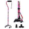 Floral Quad Cane for Women, Adjustable Walking Canes with 3-in-1 Interchangeable