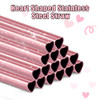 NiHome Reusable Straws 16 Pack, Stainless Steel Drinking Straws, Heart Shaped
