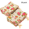 Pangda 30 Pieces Small Size Rose Drawstring Bags Burlap Flower Pouch Bag Linen
