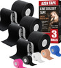 AZEN 3 Rolls Kinesiology Tape, 16.4 ft Waterproof Kinetic Tape for Joints