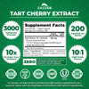 Zazzee Tart Cherry 10:1 Extract, 3000 mg Strength, 200 Vegan Capsules, 6+ Month