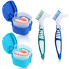 KISEER 2 Pack Denture Bath Case Cup Box Holder Storage Container with Denture