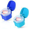 KISEER 2 Pack Colors Denture Bath Case Cup Box Holder Storage Soak Container