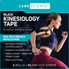 Care Science Waterproof Kinesiology Tape, 40 ct Precut Strips (2 Rolls), Black