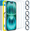 Fotbor for 3Pack iPhone 16 Plus Screen Protector with 3Pack Camera Lens Protector, 9H+ Tempered Glass Easy Installation Kit, Case Friendly iPhone 16