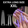 NXJ INFILILA Full Cover Coffin Nails Tips, 240PCS XL Press on Nails Clear Ballerina Shape Fake Artificial 12 Sizes with Storage Box, Professional Fal