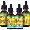 (4 Pack) Organic Vitamin D3 K2 Drops with MCT Oil Omega 3, Maximum Strength